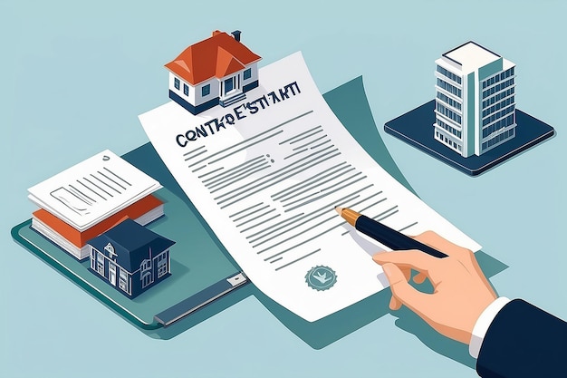 Real estate contract vektor icon illustation