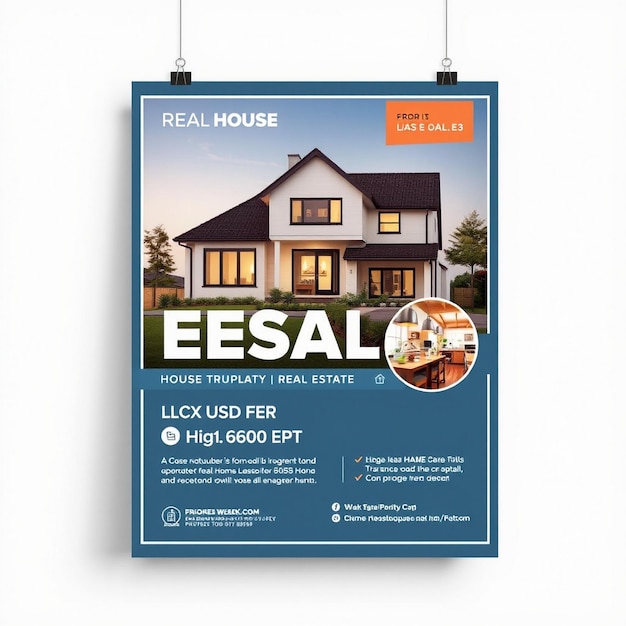 Photo real estate house property flyer and social media poster template