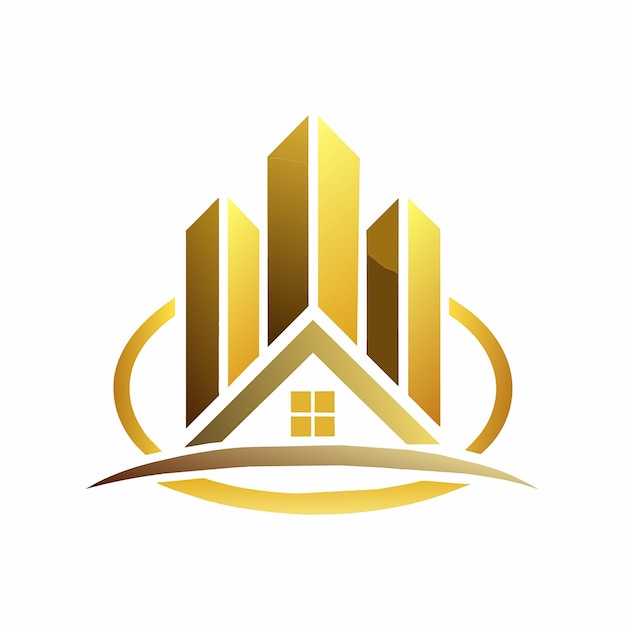 Real Estate logo template with golden color Real Estate icon logo design template Vector Design