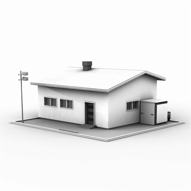 Real estate modern rendering simple house isolated white background AI Generated art