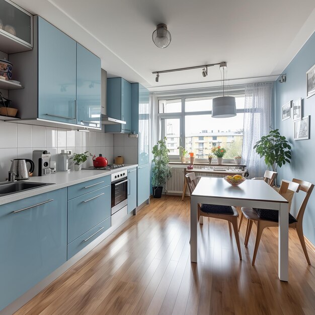 Real estate professional photos of an apartment polish kitchen