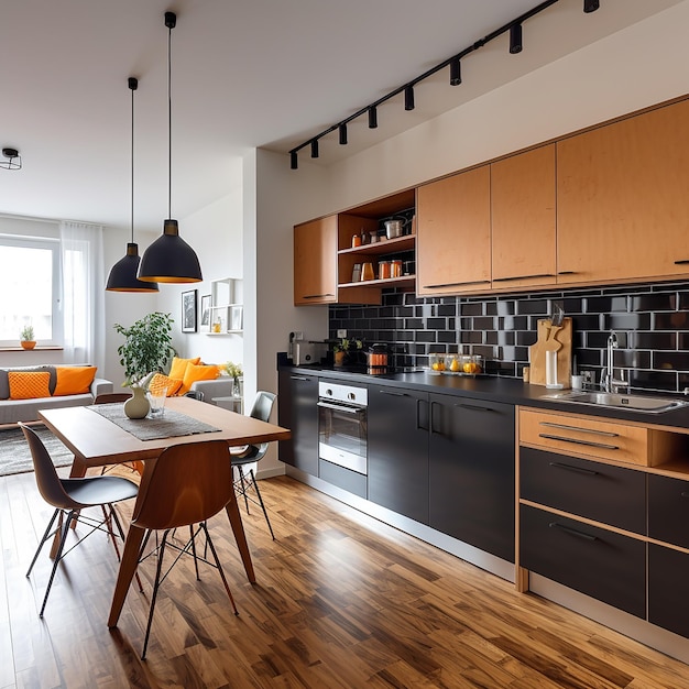 Real estate professional photos of an apartment polish kitchen