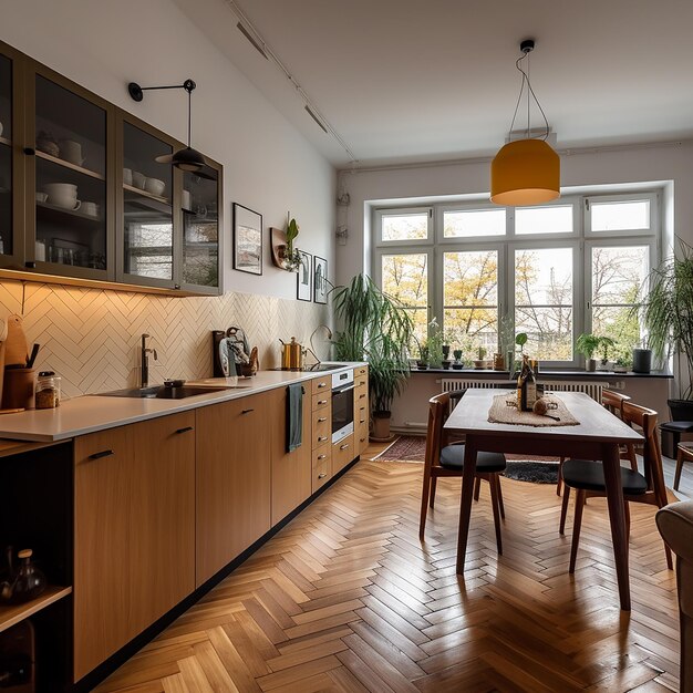 Real estate professional photos of an apartment polish kitchen