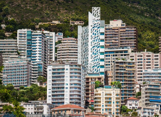 Real estate residental district skyscrapers located on a hill Modern cityscape