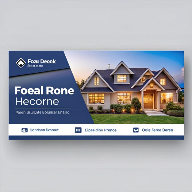 Photo real estate social media post banner template design