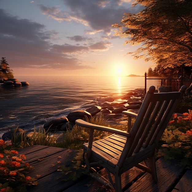 Photo real images of serene afternoon sunsets over the horizon