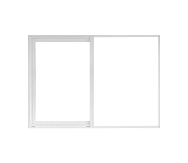 Real modern house window frame isolated on white background