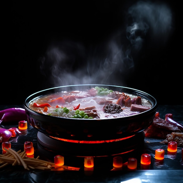 Photo a real photo of a hot pot