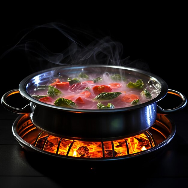 Photo a real photo of a hot pot