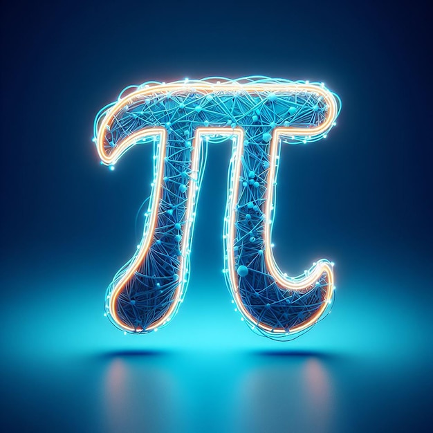 Real science Pi symbol on blue background