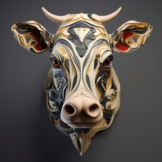 Realism Cow 3d A Detailed Art Nouveau Inspired Model