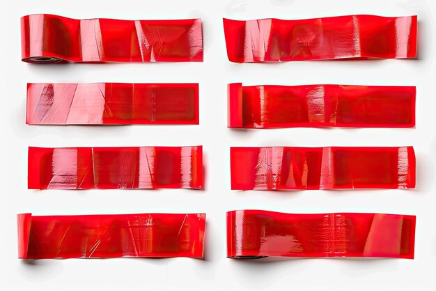 Photo realistic 10 sets red adhesive tape isolated background