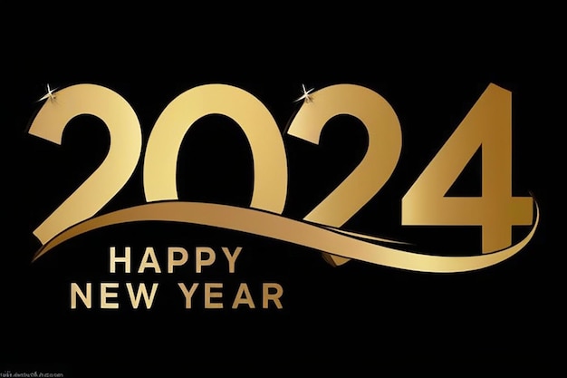 Realistic 2024 golden logo text design template