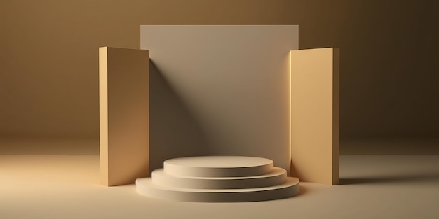 Realistic 3D beige theme podium for product display