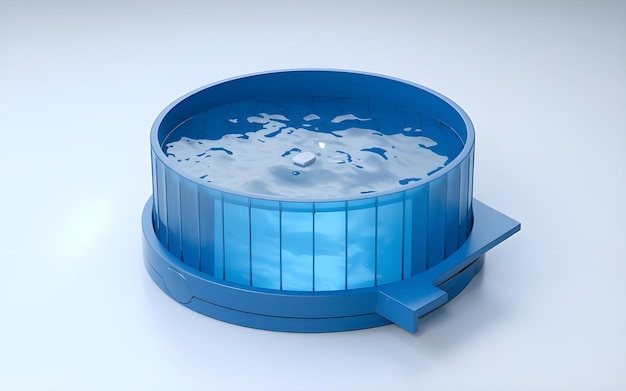 Realistic 3D Blue Water Tank Model on Clean White Background