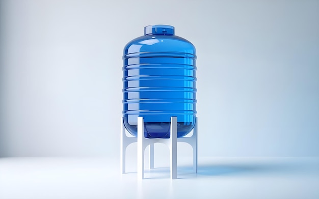 Realistic 3D Blue Water Tank Model on Clean White Background