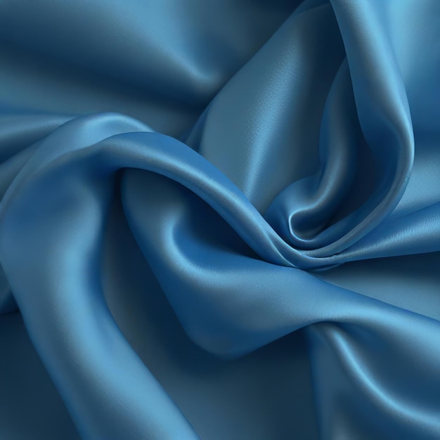 realistic 3D design with blue smooth satin silk texture