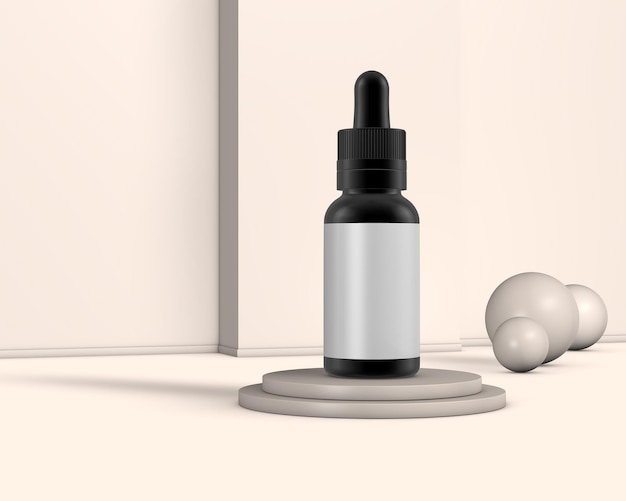 Photo realistic 3d eye dropper bottle mock up template on white background 3d rendering