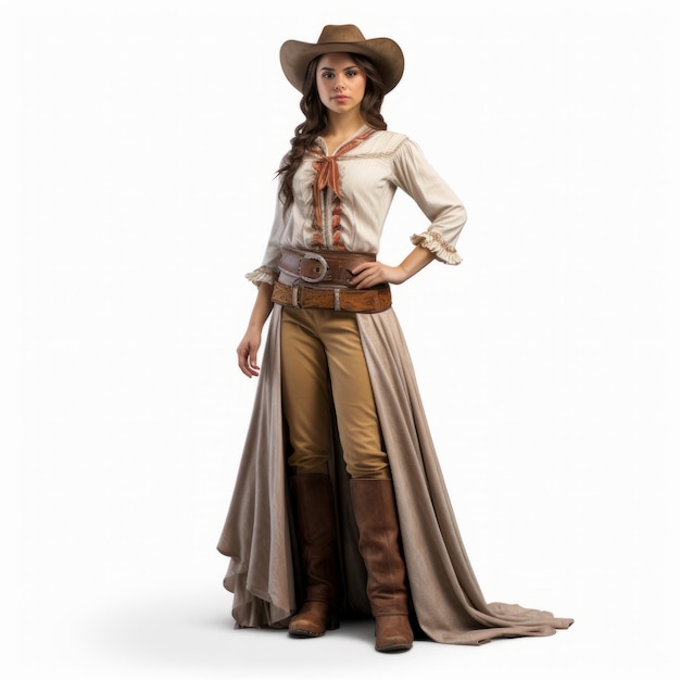 Photo realistic 3d female cowboy model in women designer style