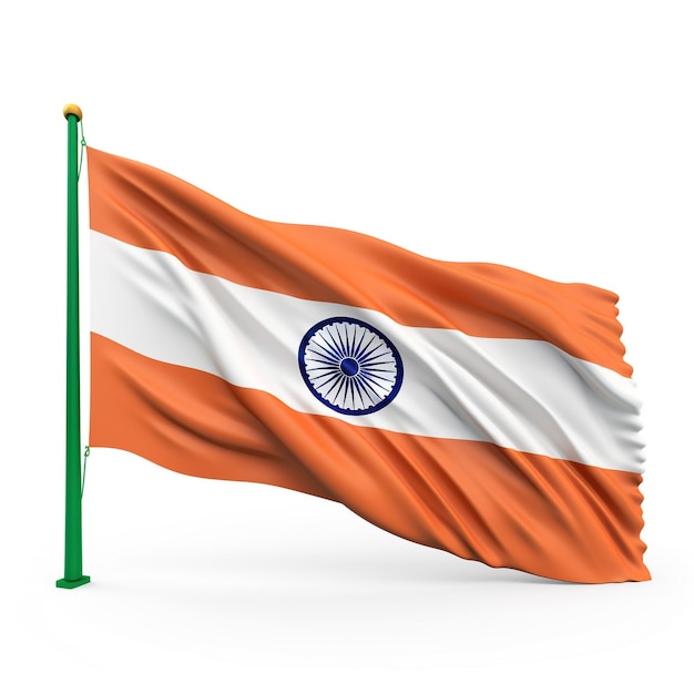 Realistic 3d flag of India fluttering in the wind