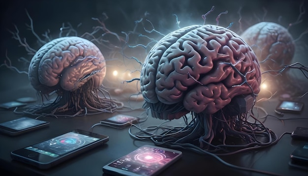 Realistic 3D Fusion of Human Brains and Computer Components and Devices with Electronic Wires