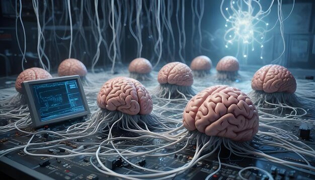 Realistic 3D Fusion of Human Brains and Computer Components and Devices with Electronic Wires