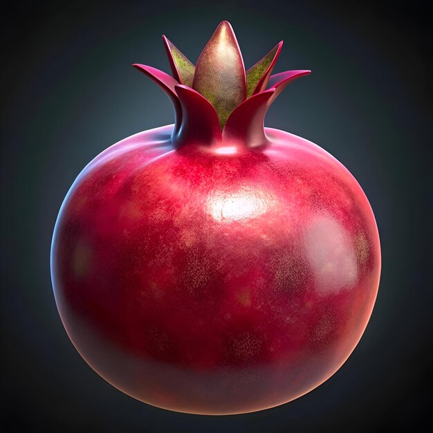 A realistic 3D illustration of a whole pomegranate perfect for showcasing healthy food autumnal themes or even as a decorative element for various designs