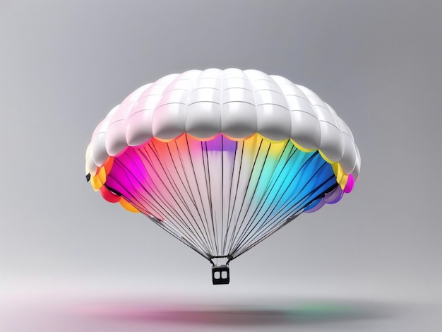 Realistic 3d isometric Parachute with gradient background generative ai