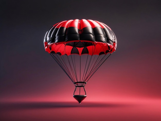 Realistic 3d isometric Parachute with gradient background generative ai