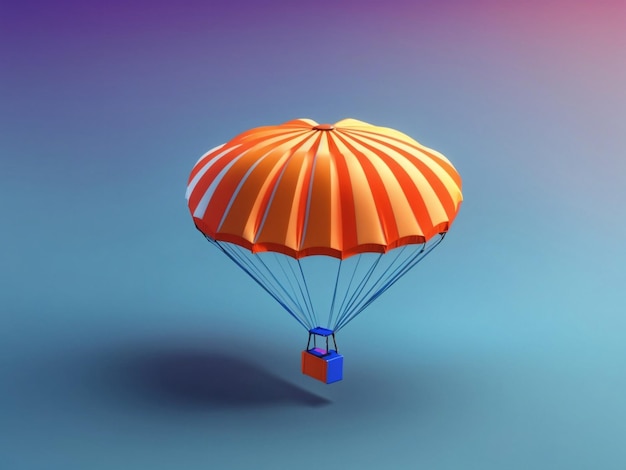 Realistic 3d isometric Parachute with gradient background generative ai