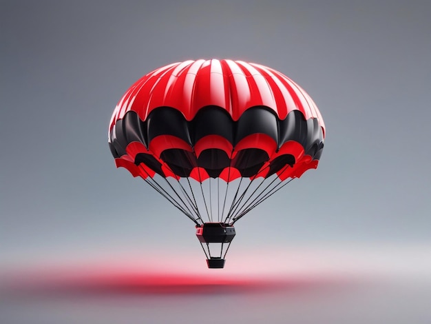 Realistic 3d isometric Parachute with gradient background generative ai