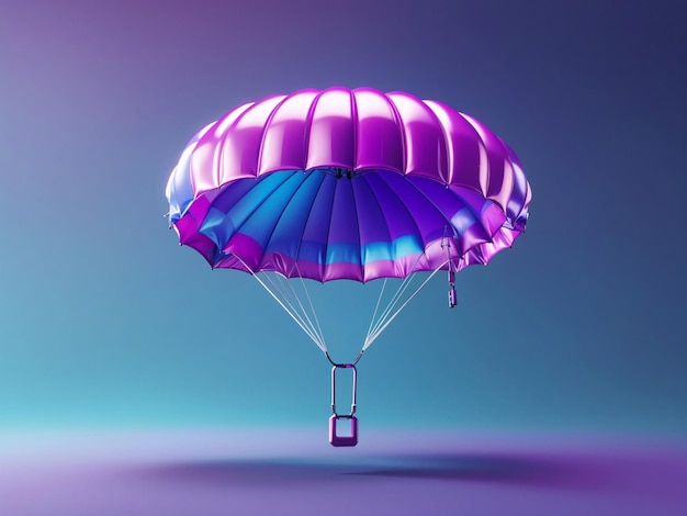 Realistic 3d isometric Parachute with gradient background generative ai