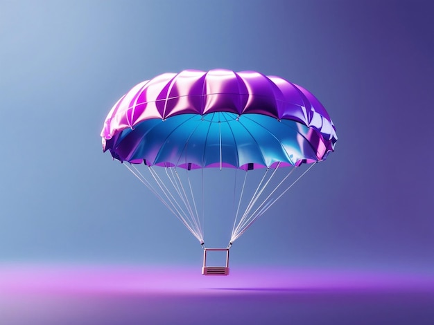 Realistic 3d isometric Parachute with gradient background generative ai