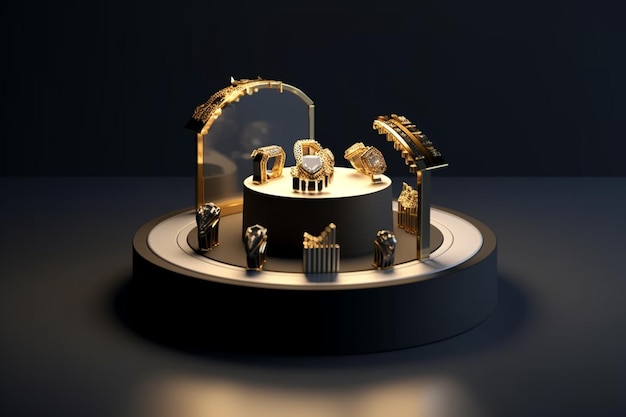 Realistic 3d jewelry showcase podium