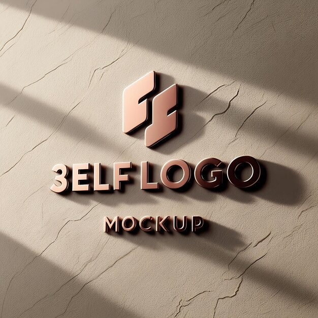 Realistic 3D Logo Mockup with Glossy Metallic Finish Textured Background Modern Typography Depth