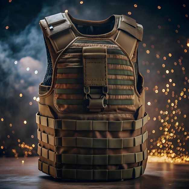 A realistic 3D model of a bulletproof vest perfect for military security or law enforcement illustrations