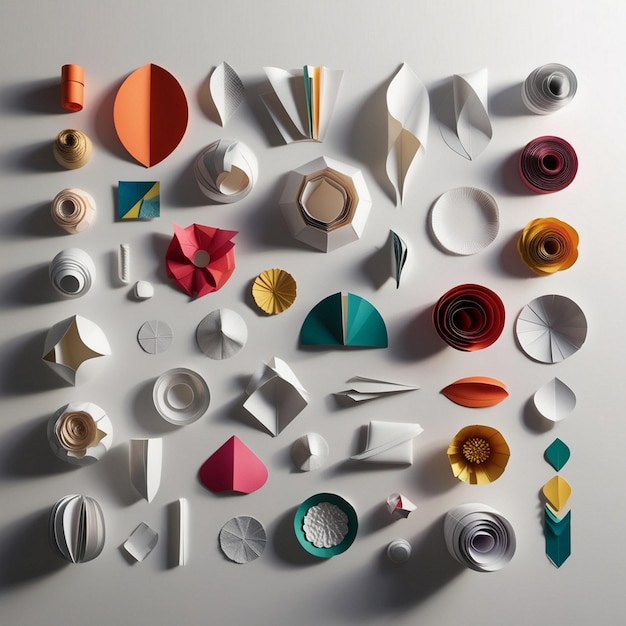 Photo realistic 3d paper sticker collection