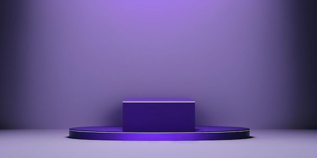 Realistic 3D purple theme podium for product display