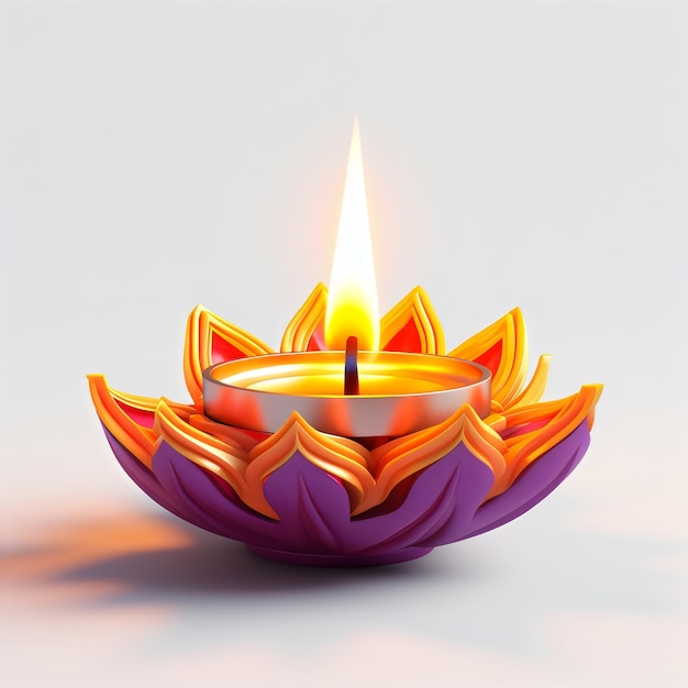 Realistic 3D Rendered Diwali Diya created with Generative AI