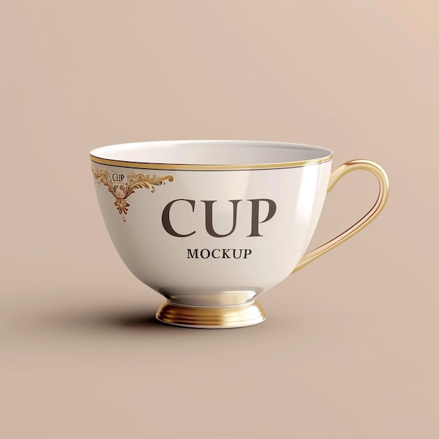 Photo realistic 3d rendering of coffee cup with elegant mockup