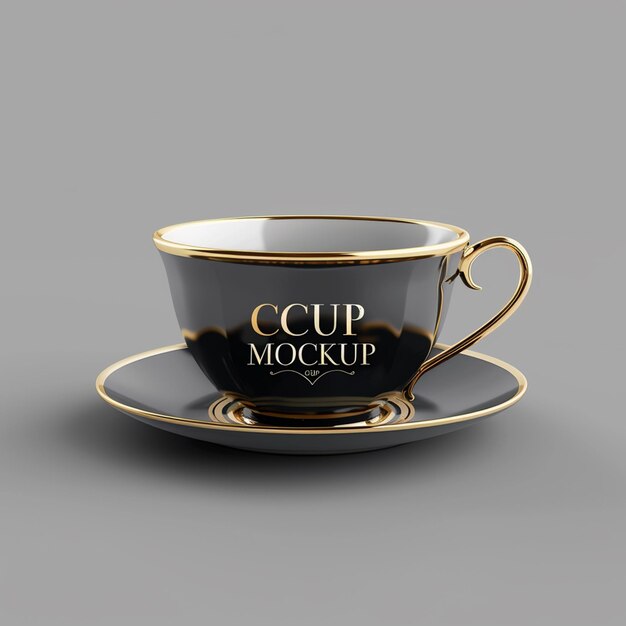 Photo realistic 3d rendering of coffee cup with elegant mockup