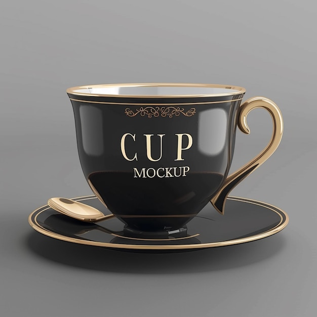 Photo realistic 3d rendering of coffee cup with elegant mockup