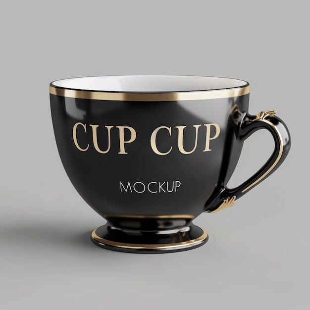 Photo realistic 3d rendering of coffee cup with elegant mockup