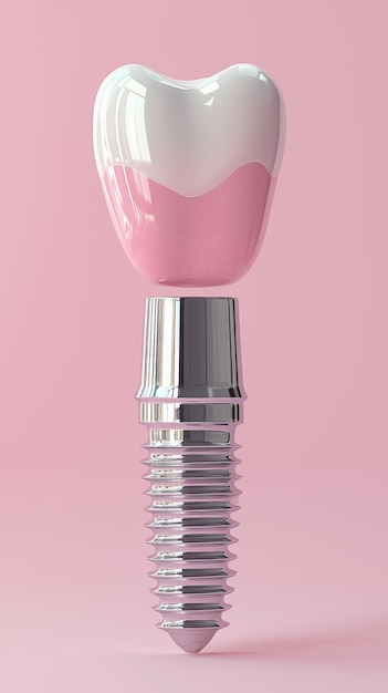 Photo a realistic 3d rendering of a dental implant system featuring the implant screw abutment