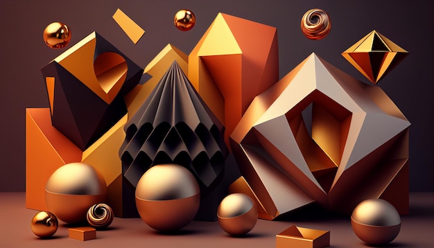 Realistic 3d shapes background concept Generative AI