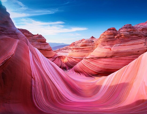 Photo a realistic 3d view of the majestic wave canyon with its twisting and curvy rock formations