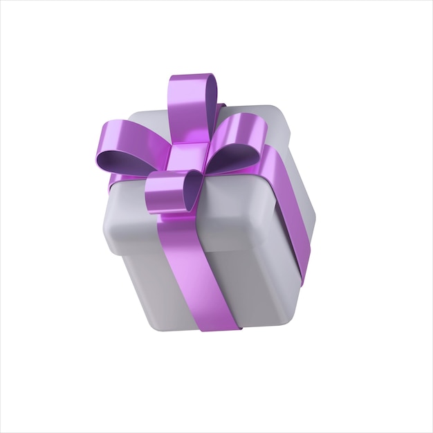 Realistic 3d white gift box with golden glossy ribbon bow