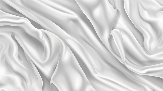 Realistic abstract white silk background Vector illustration of satin fabric texture with smooth drapery surface