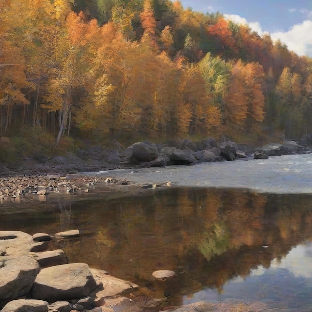 Realistic autumn image of kebec province