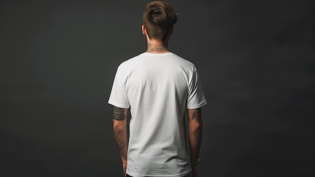 Photo realistic back mockup of male white polo shirt